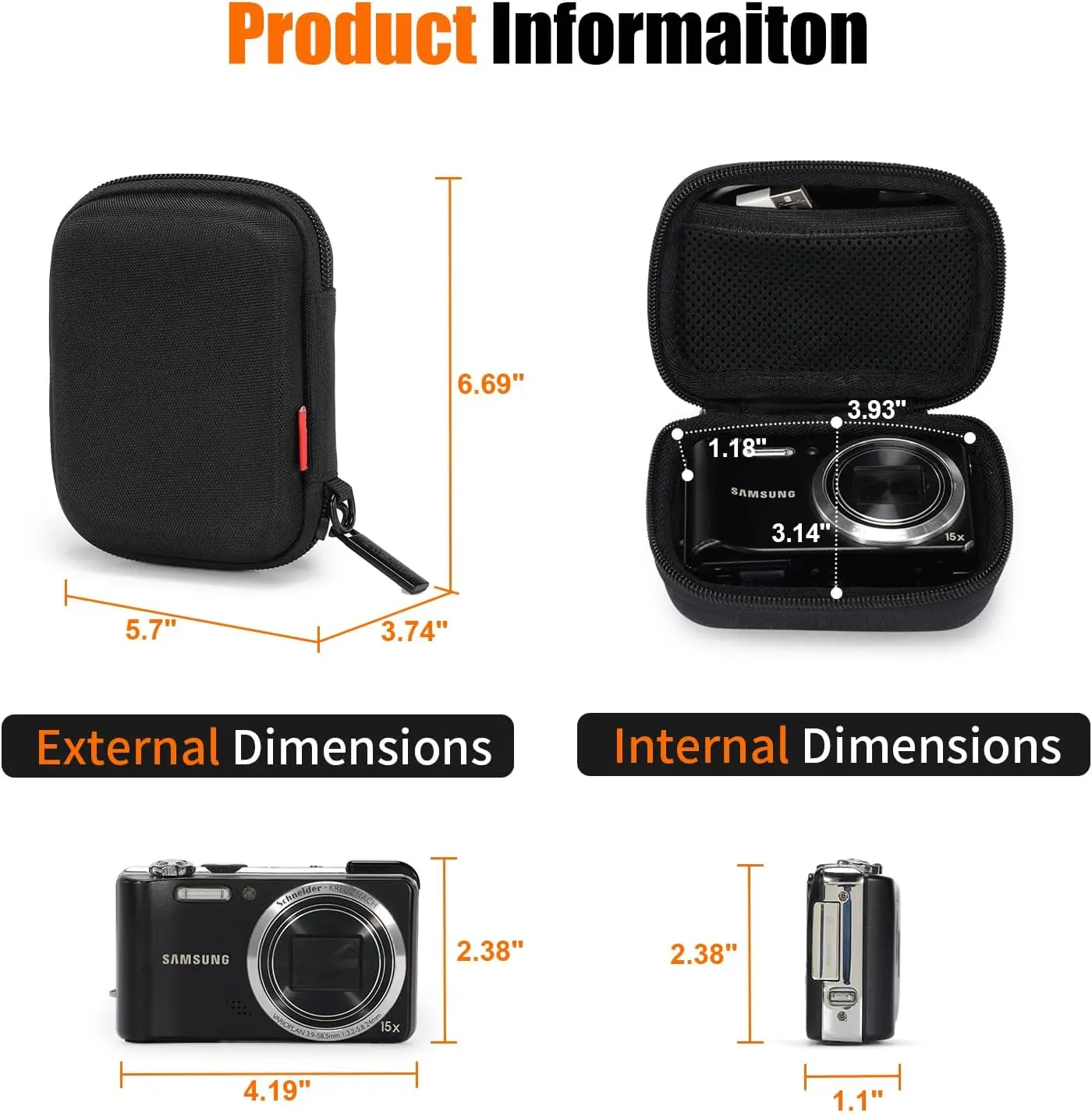 حقيبة الكاميرا غطاء واقٍ مزخرف لهاتف آيفون لكانون G9X G7X III II SX620 SX610 Kodak FZ55 Sony ZV1 ZV1F RX100 VII VI V IV Gopro Hero Drift Ghost XL