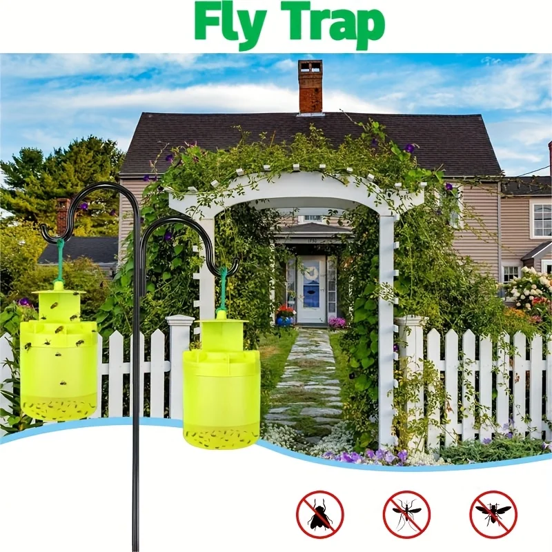 1Pack Outdoor Fly Trap, Hanging Insect Catcher with Lure for Yard/Garden/Barn, Reusable Fly Jar for House/Patio, Bug Killer