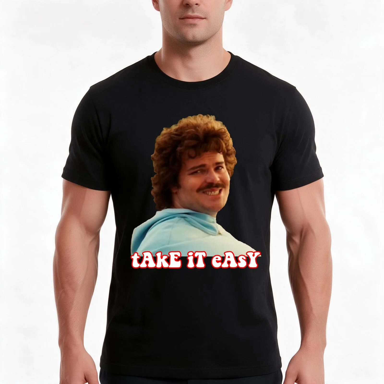 take it easy- nacho libre Sticker T-Shirt, Summer Casual Cotton Tee, Oversized Streetwear Tops, Vintage Graphic Print