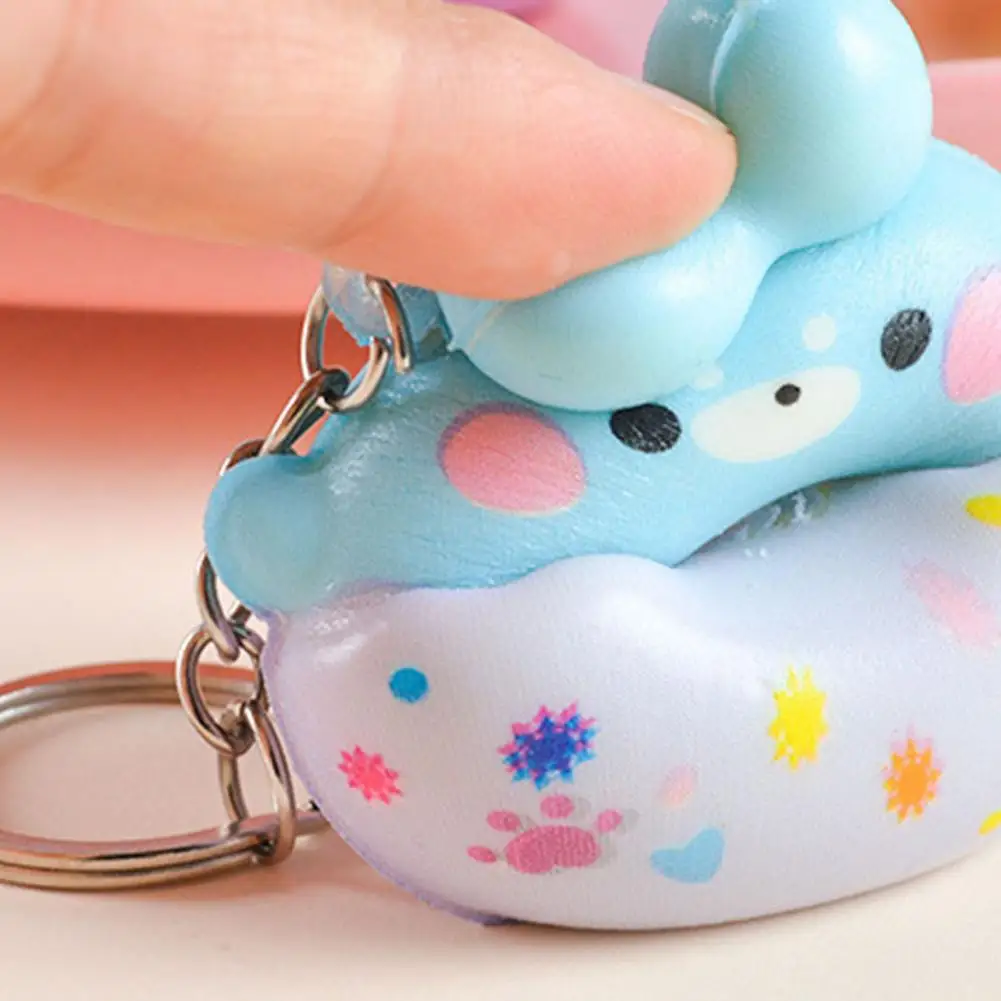 Key Holder Slow Rebound Cartoon Pendant Keychain Squishy Stress Reliever Toys Animal Donut Squeeze Toy Keychain Backpack Pendant