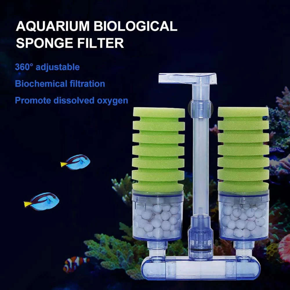 Aquarium Filter,Ultra Quiet Aquarium Biochemical Sponge Filter Fish Tank Air Pump Fry Aquarium Fish Tank Water Fall Double Foam