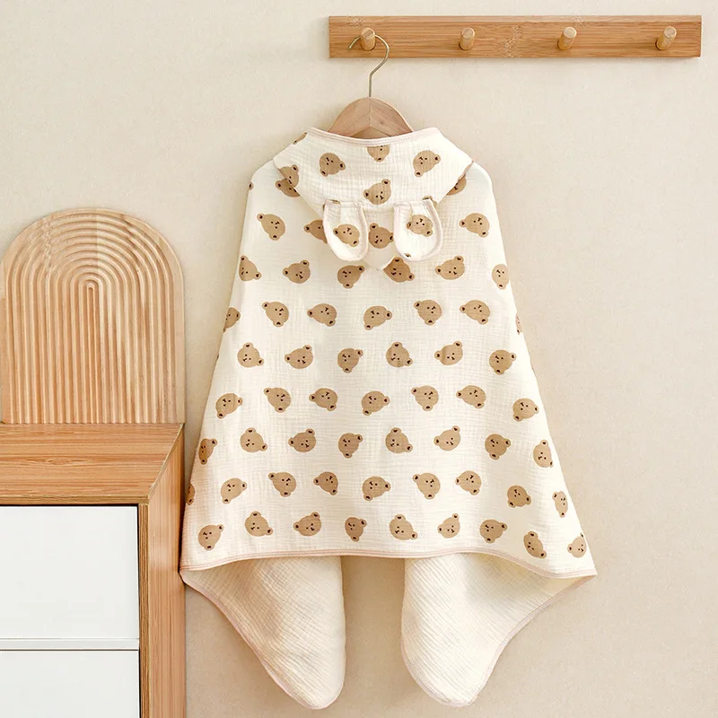 

Gauze Children's Bath Towels Baby Cloaks with Hats Swimming Wraps Warm Bathrobes for Boys and Girls Cloaks