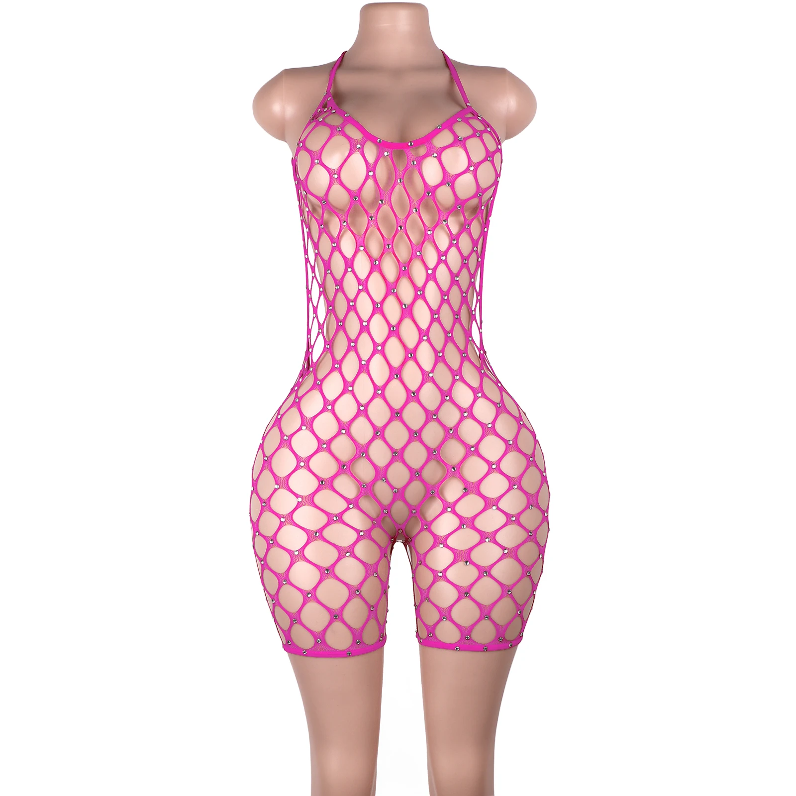 Rhinestone Mesh Shorts Oversized Net Stage Wear Exotic Stripper Outfit Sexy Nightlife Performance Costume Club Apparel Fashion view 3