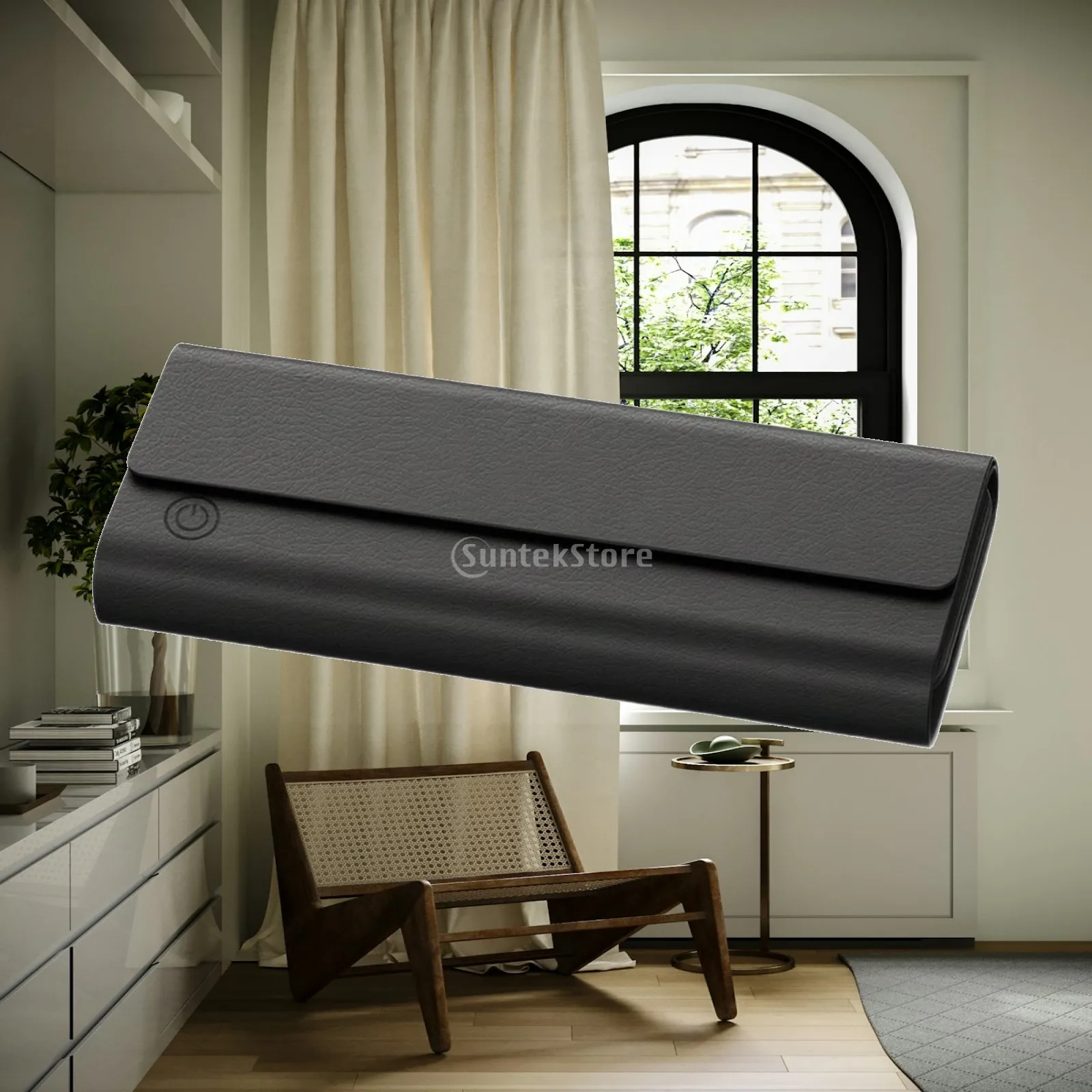 Black Folding Glasses Case Charging Eyewear Holder PVC Hard Shell Case for Sunglasses Travel Bag Desk Drawer Storage