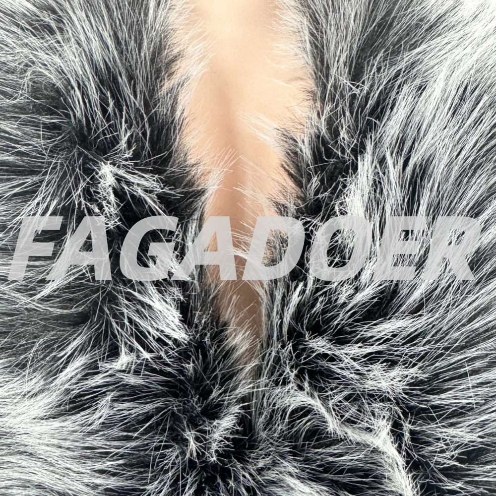 بدلة قفز مثيرة من الفرو مُزينة بقطع القماش من FAGADOER للسيدات بلون سادة ورقبة على شكل حرف v وأكمام طويلة قطعة واحدة ملابس نسائية للحفلات والنوادي