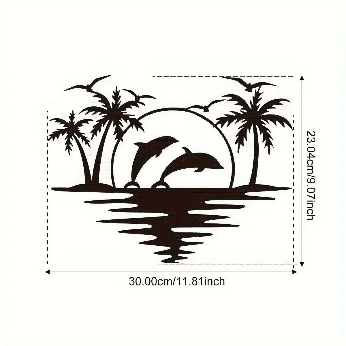Creative Dolphin, Coconut Tree, and Beach Iron Art Indoor and Outdoor Decorative Crafts, Perfect for Living Room, Bedroom, Hallway, Wall Stickers