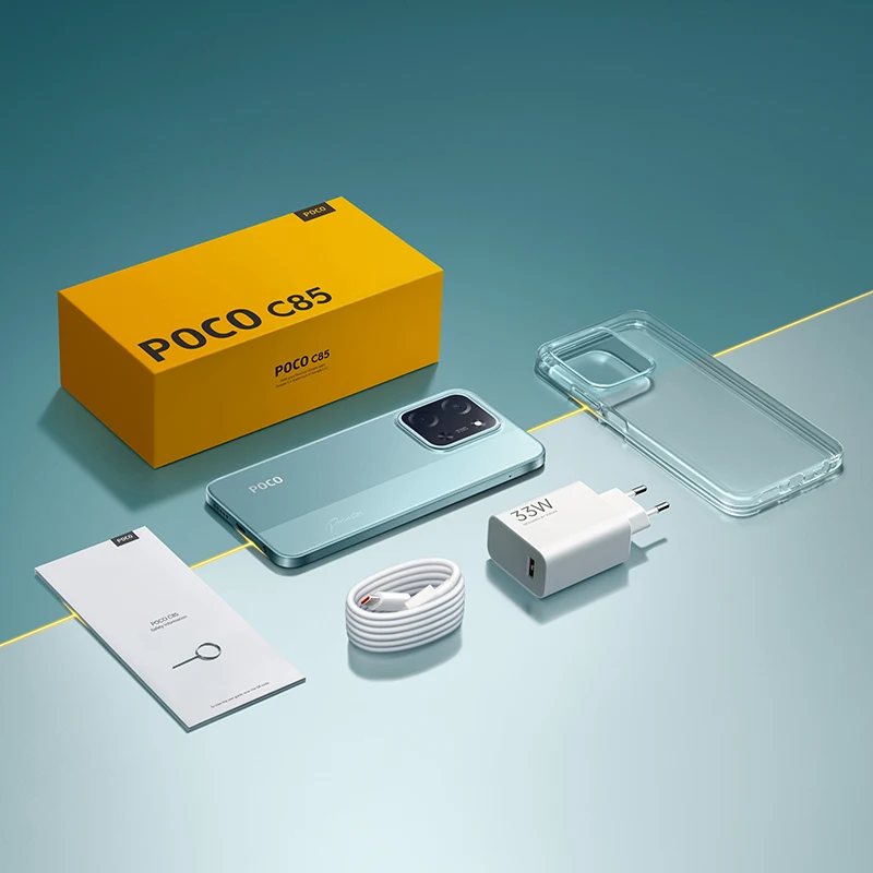 الهاتف الذكي الجديد POCO C85 الإصدار العالمي بشاشة 6.9 بوصة منقط وبطارية 6000 مللي أمبير في الساعة وكاميرا 50 ميجابكسل 33 وات Helio G81-Ultra NFC