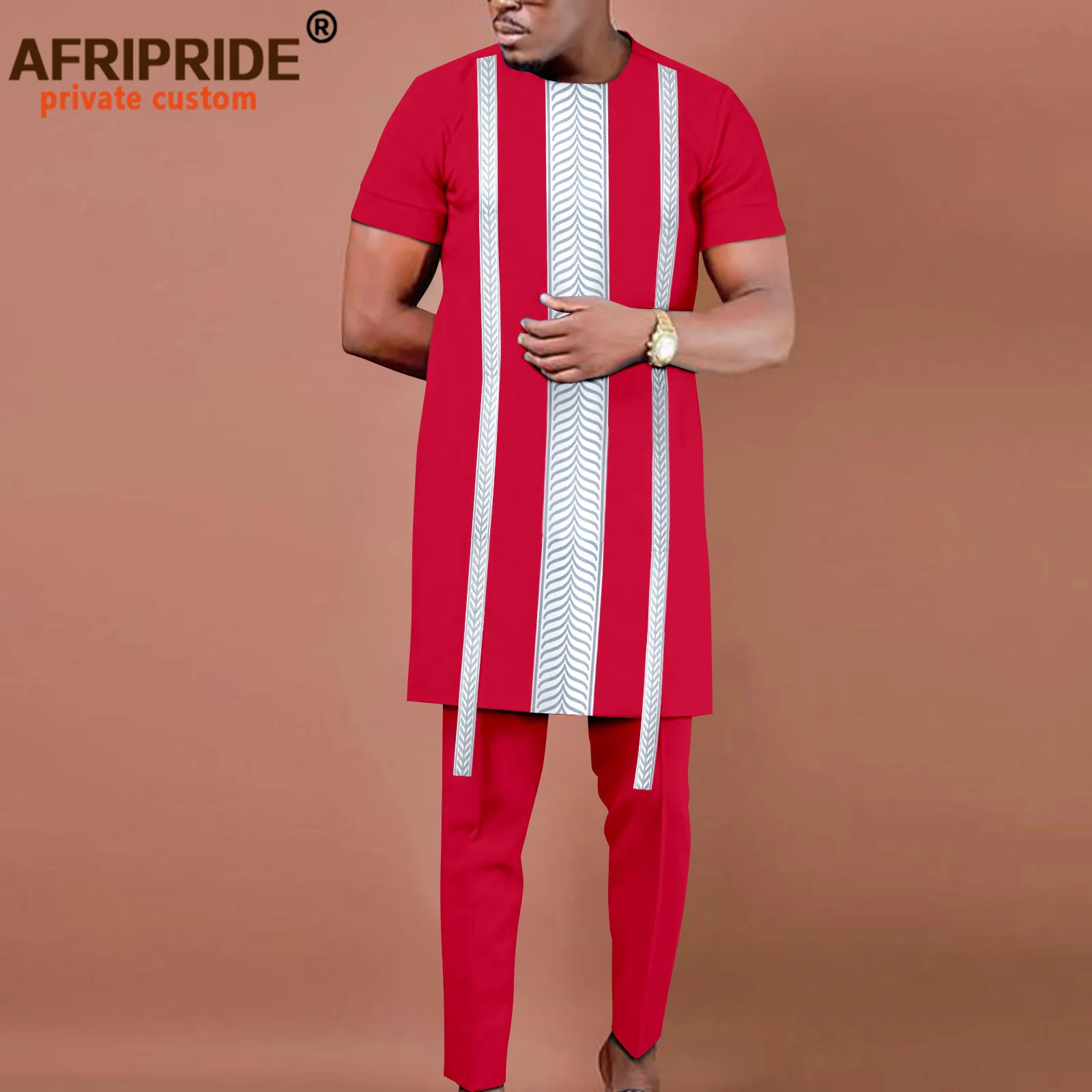 

African Clothes for Men Shorts Sleeve Embroidery Tops and Pants 2 Piece Set Dashiki Outfits Plus Size Casual Tracksuit A2216126