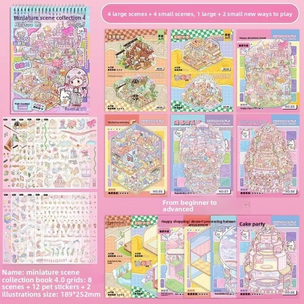 

Симпатичные наклейки с 3D пейзажами капибары, большой размер, миниатюрная наклейка сцены для домашних животных, 6 сцен, 12 листов, наклейка для укладки, книга, подарки на день рождения