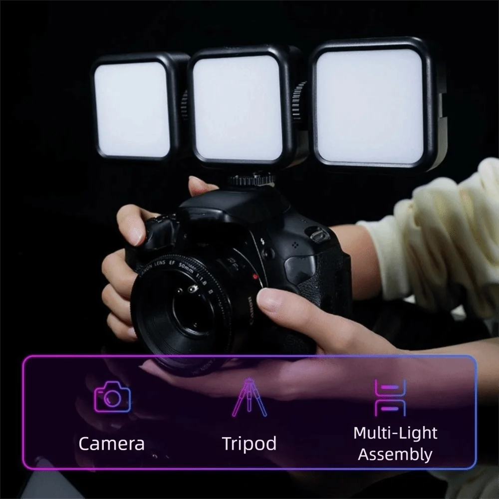 Practical Portable Selfie Fill Light Adjustable RGB Three-color Photography Lighting with Clamp Handheld LED Video Light Makeup