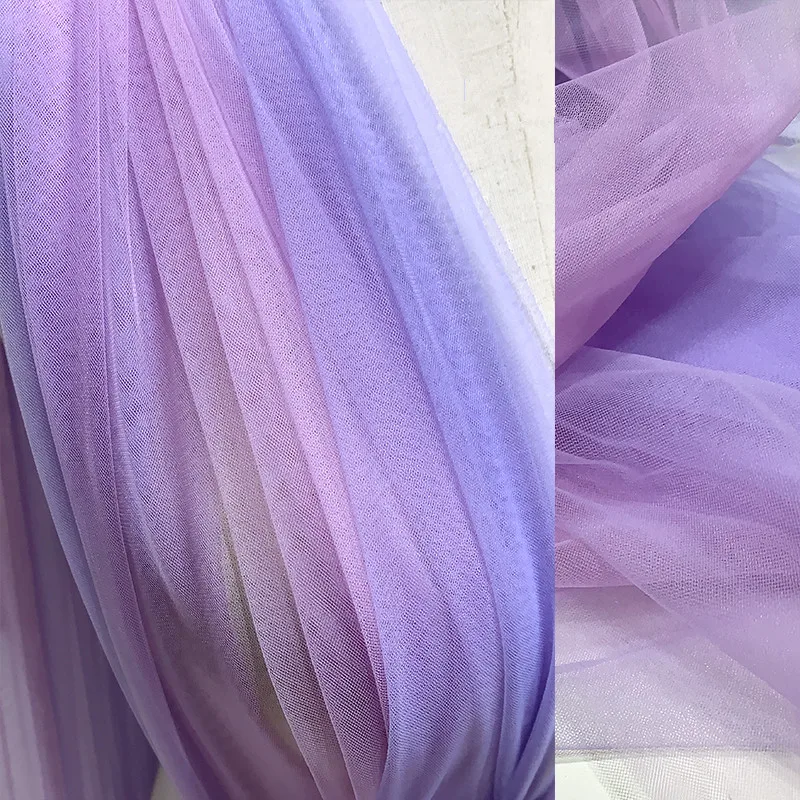 Purple Gradient Mesh Fabric Encrypted Soft Yarn Dress Dress Veil Clothing Designer Fabric