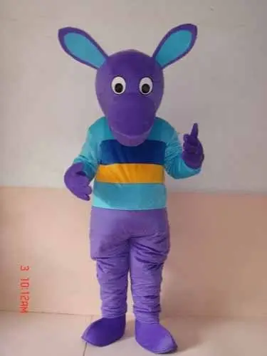 ใหม่ผู้ใหญ่ตัวอักษรสีม่วง Kangaroo ชุดมาสคอตฮาโลวีนชุดวันคริสต์มาส Full Body Props เครื่องแต่งกายชุดมาสคอต