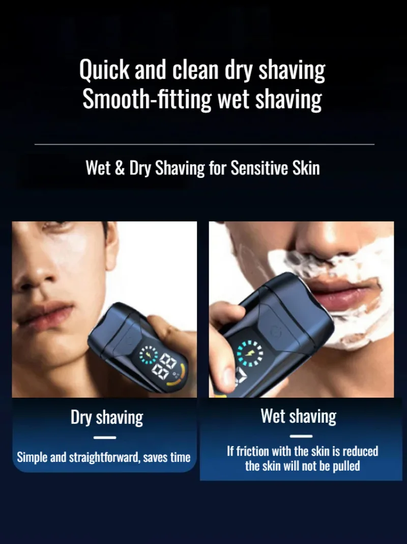 Men's Intelligent Digital Dual Head Electric Shaver TYPE-C Charging Multifunctional Mini Shaver