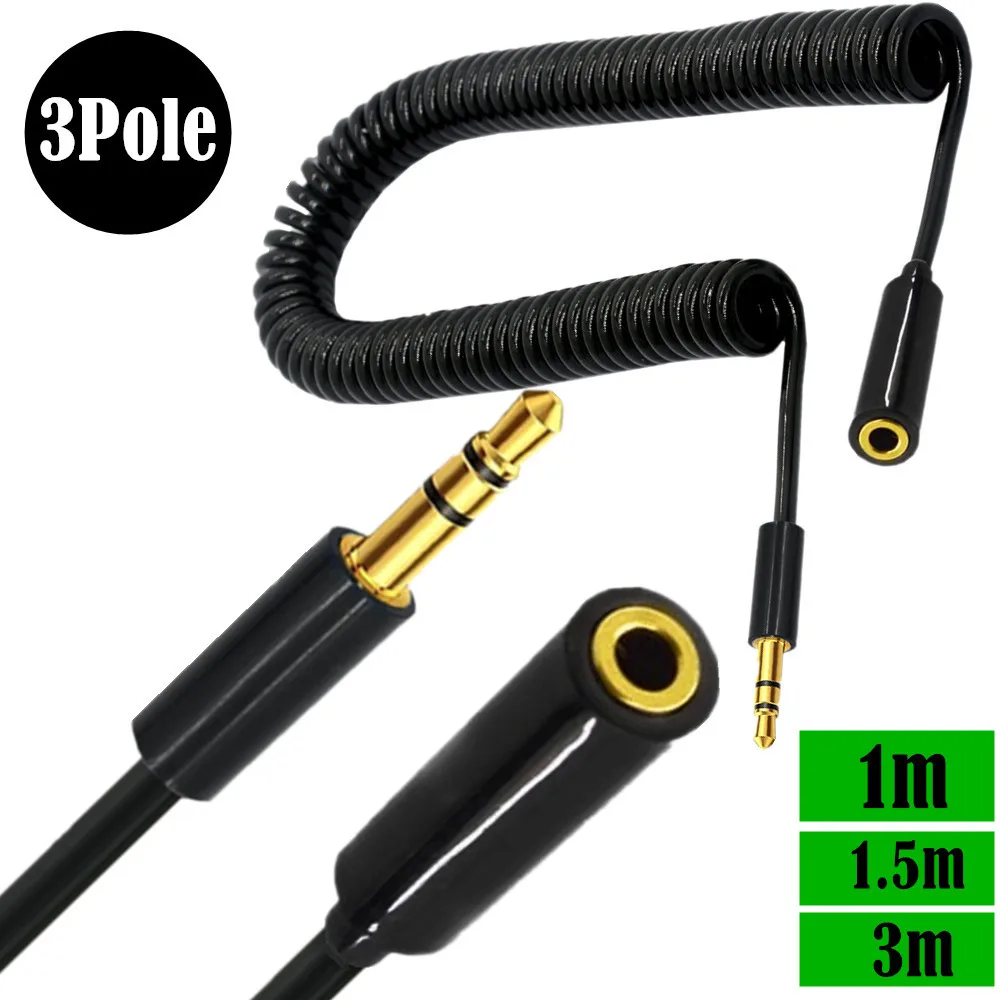 Rallonge Jack 3.5mm 4 3-biegunowe TRRS męskie do kobiece słuchawki Stereo Audio AUX sprężynowe kabel spiralny zwinięte