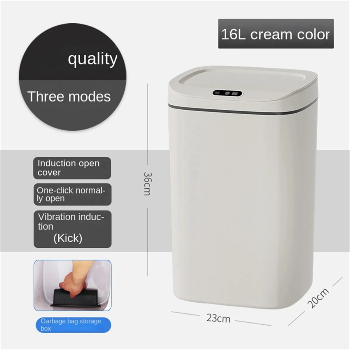 16L Automatic Intelligent Induction Trash Can Household Kitchen Multi-Functional Electric Touch Storage Bucket