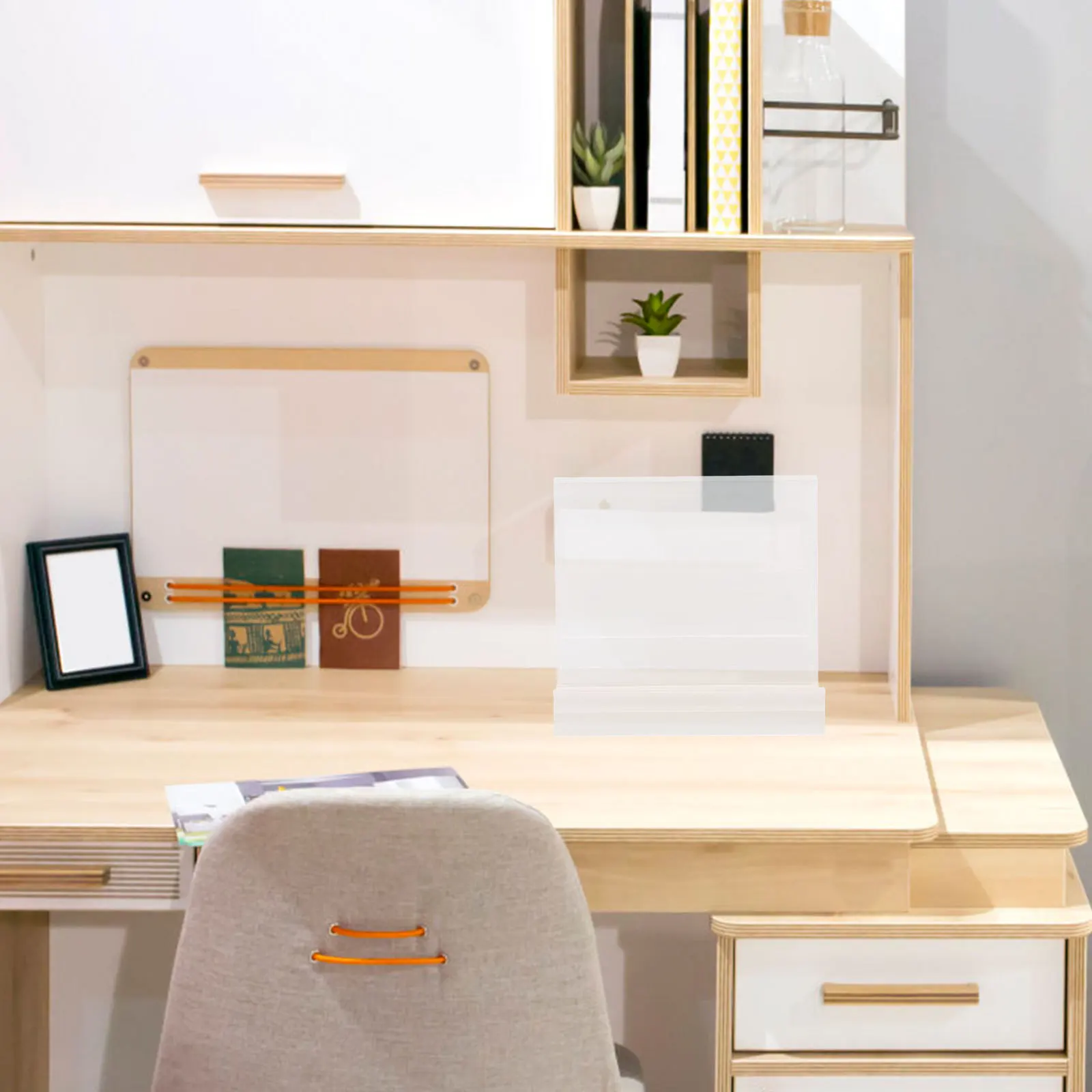 2 قطعة رف الكتب الاكريليك شفافة كتاب تقف حاملي الكتب سطح المكتب سجل رفوف العرض المنظم صور رف الكتب #4