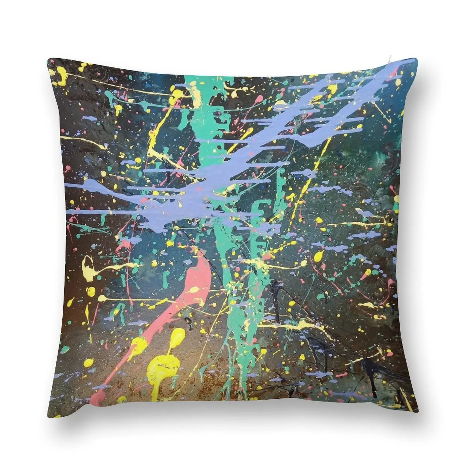 Jackson Pollock Inspired Rainbow Throw Pillow Anime anime girl New year pillow