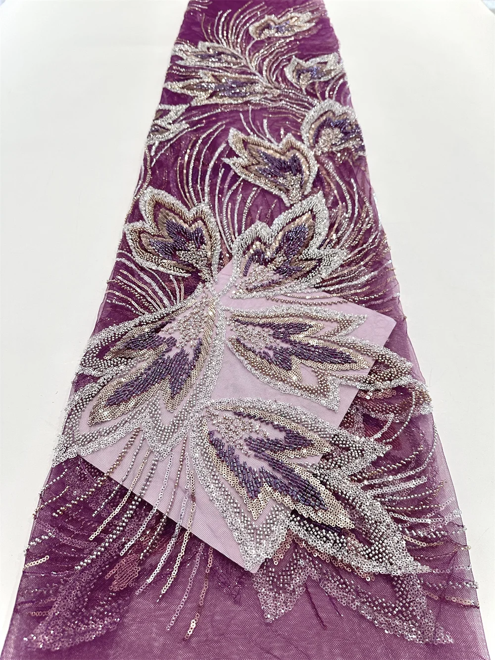 고품질 아프리카 골드 수제 페르시 레이스 Fabirc 2025 봉제 장식 조각 자수 Nigreian 레이스 원단 여성 웨딩 드레스