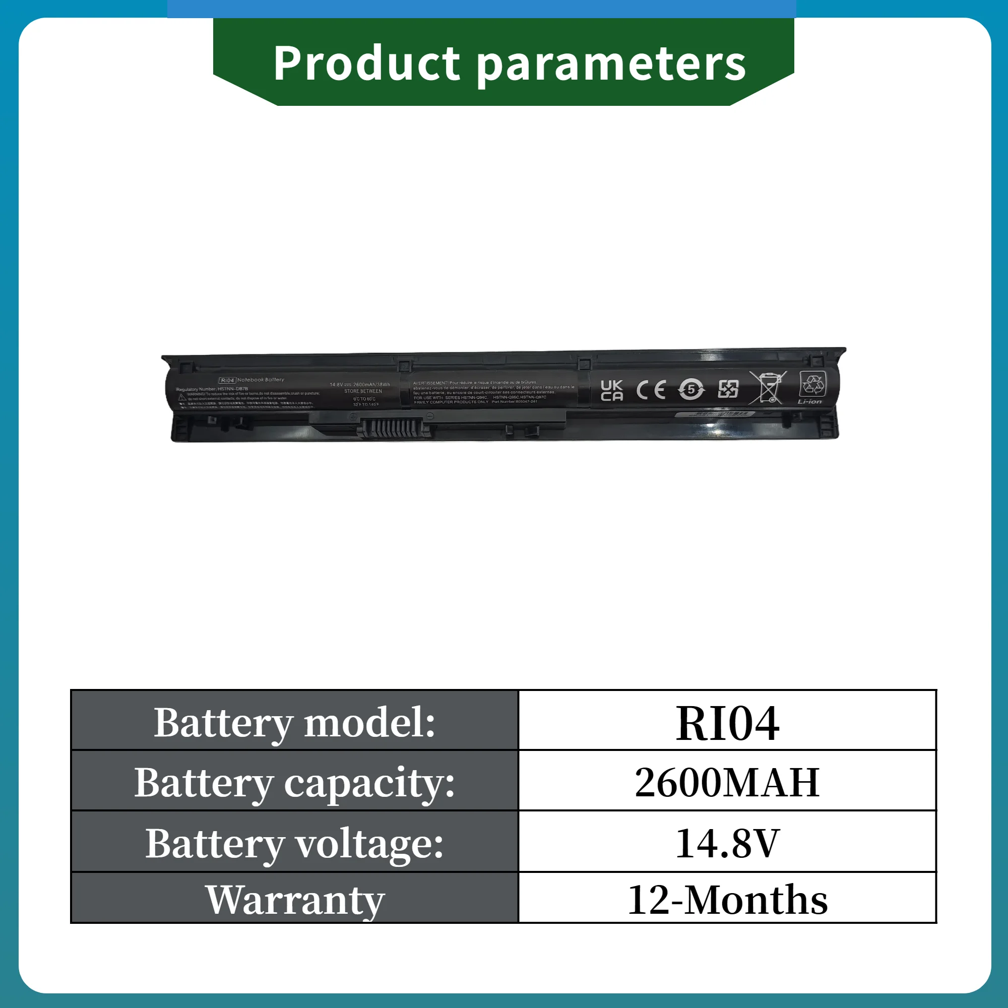 المصنع مباشرة! RI04 بطارية كمبيوتر محمول ل HP ProBook 450 455 470 G3 G4 805294-001 HSTNN-Q94C P3G15AA HSTNN-DB7B HSTNN-Q95 HSTNN-P