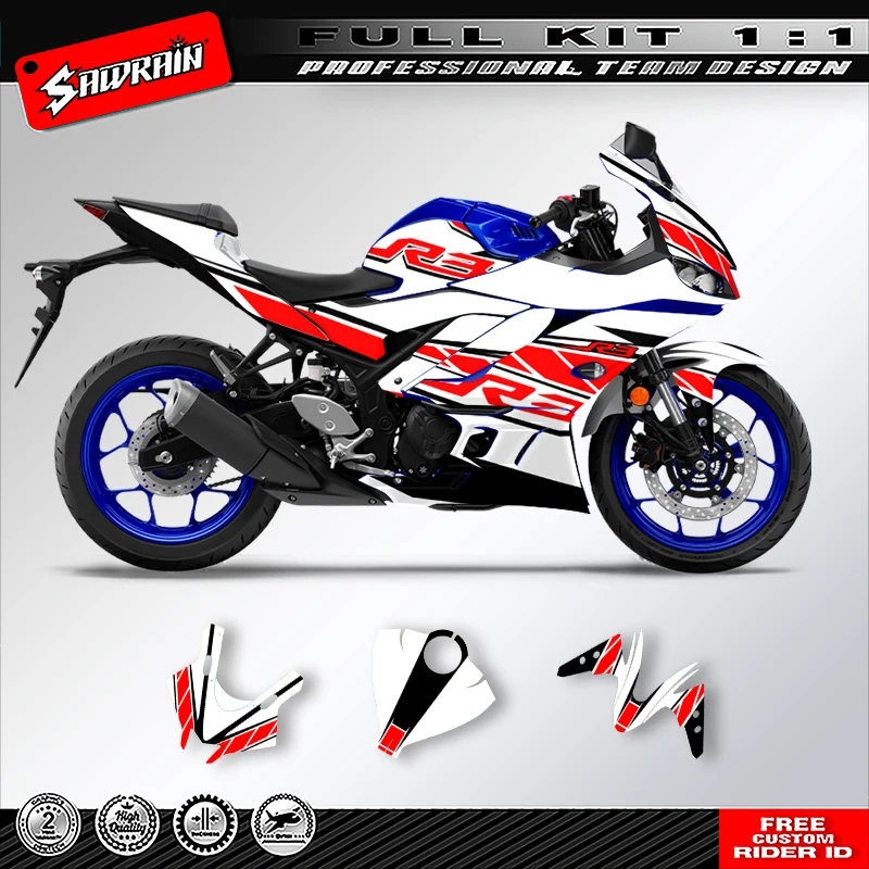

Sawrain Custom Motorcycle Backgrounds Graphcis Decal Stickers Kits for YAMAHA 2019 2020 2021 2022 2023 R3 007