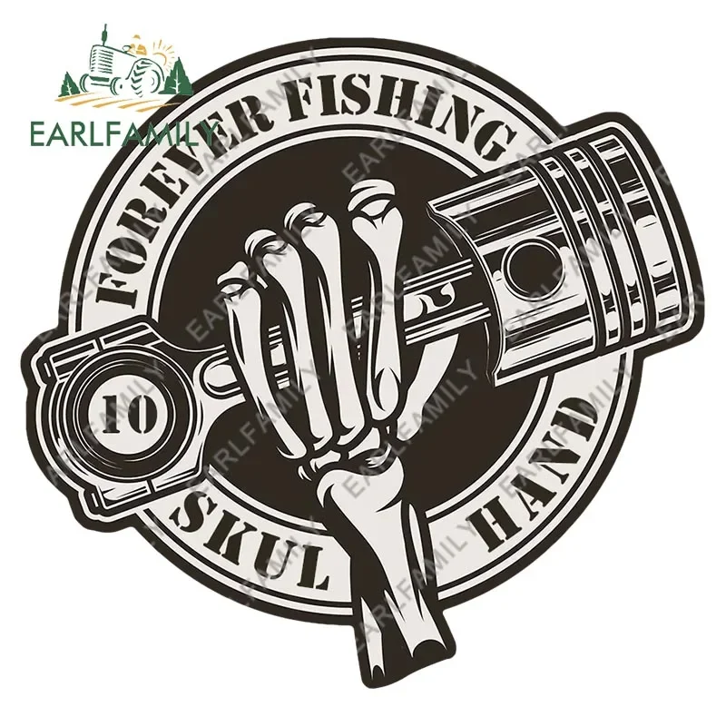 EARLFAMILY 13cm x 12.8cm Forever Fishing Reel Sticker for Tackle Box Toolbox NEVER Tire of Fishing Decal Funny Car Stickers