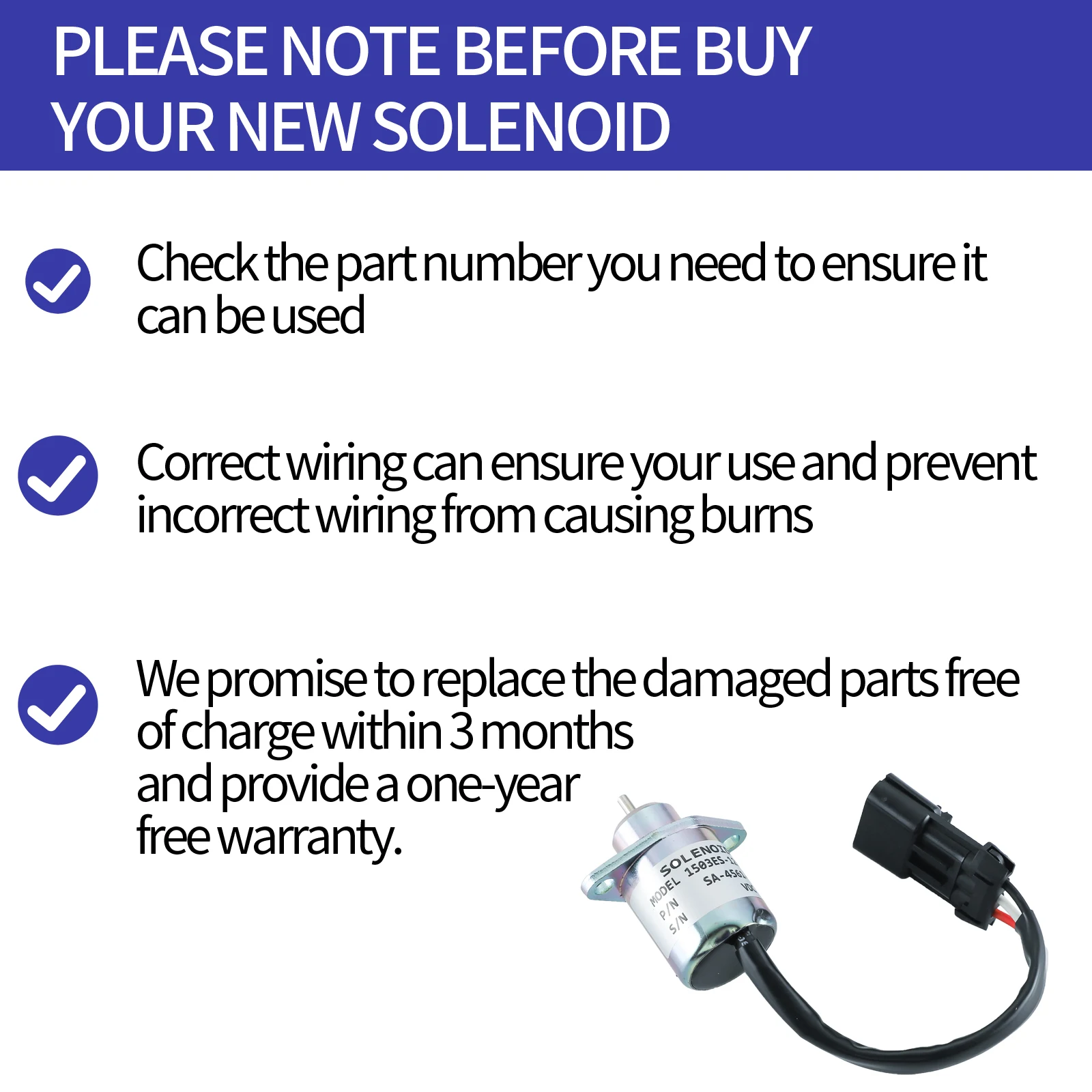 Solenoide de apagado de combustible de 12V SA-4561-T 1503ES-12A5UC9S para solenoide de parada de motor diésel Kubota V1505 D1505 25-15230-01