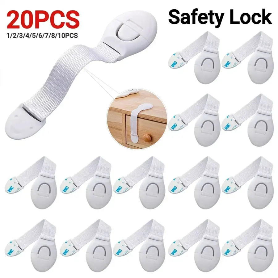 2~20pcs Baby Safety Lock Cabinet Door Lock Drawer Webbing Safety Lock Multifunctional Protective Cloth Belt Lock Drawer Lock