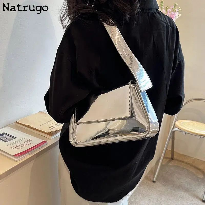 Silver Chic Women Armpit Bag 2023 Brand Luxury Designer Laser Female Shoulder Bags Party Clutches Trend Lady Purses And Handbags