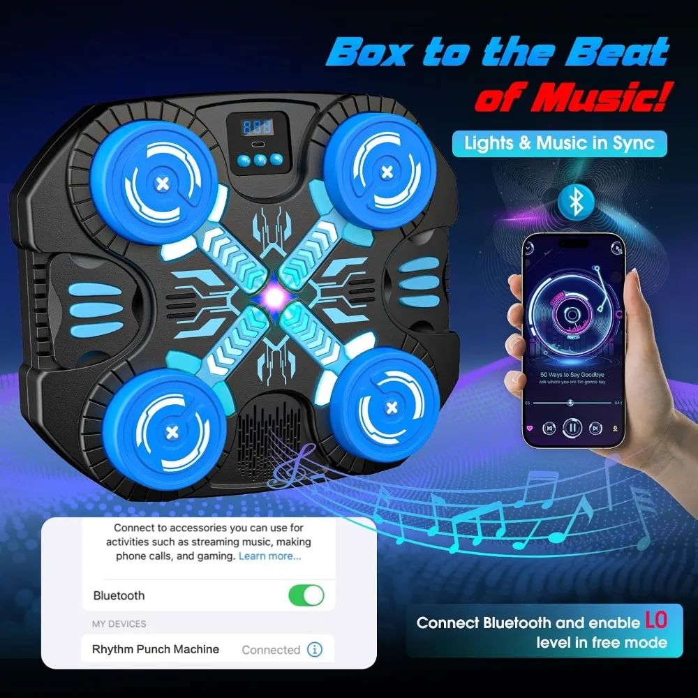 Music Boxing Machine for Kids 4-10, 3 Game Modes, Bluetooth & LED, Safe Punching Toy, Birthday Gift - view 5