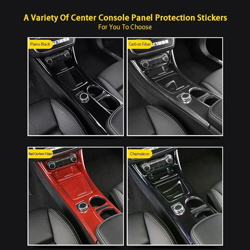 Car Central Control Cover Decoration Water Cup Storage Panel Stickers For Mercedes Benz A Class CLA C117 GLA X156 Accessories