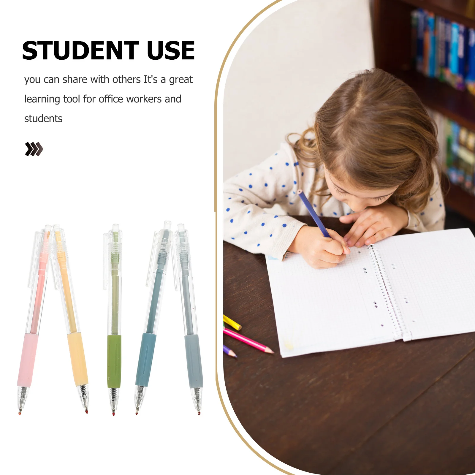 

5Pcs Press Type Gel Pen Simple Student Gel Pen Smooth Writing Portable Office School Supplies Writing Tools School Supplies