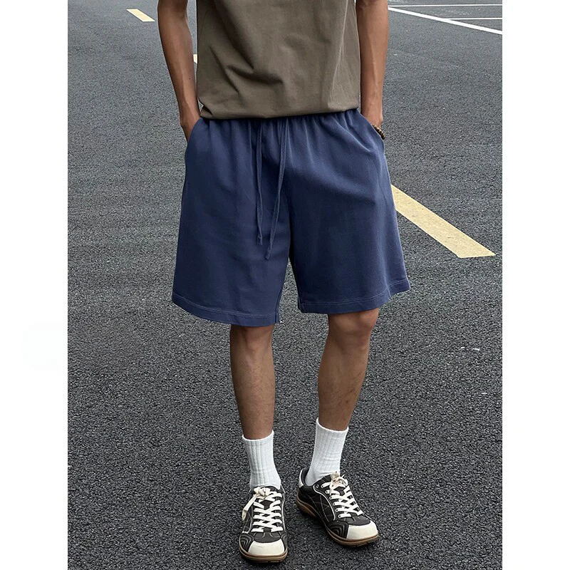 Loose Fit Lightweight Blue Sports Shorts Men's Summer Outdoor Wear Casual Five Inches mid Waist Polyester Fiber Shorts