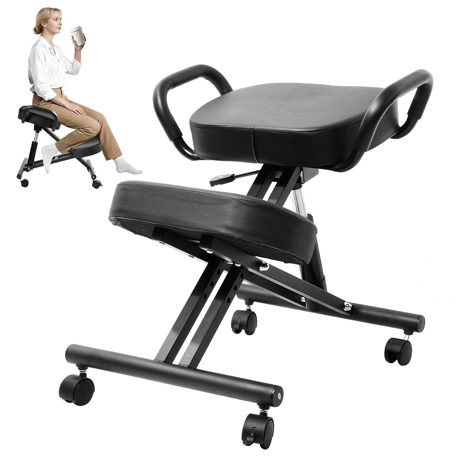 

Kneeling Chair with Back Support, Height Adjustable Kneeling Chair, Multifunctional Kneeling Posture Chair (Standard)