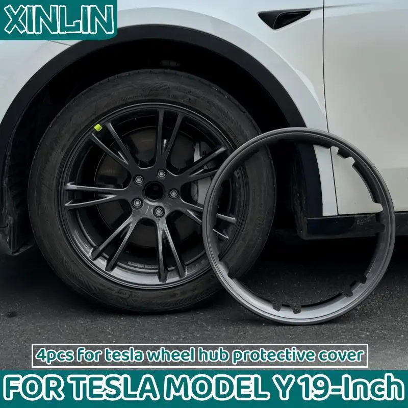 테슬라 모델 Y 용 4PCS 19 인치 림 휠 허브 보호 패치 보호기 Hubcaps 부품 자동차 커버 캡 액세서리 2018-2024