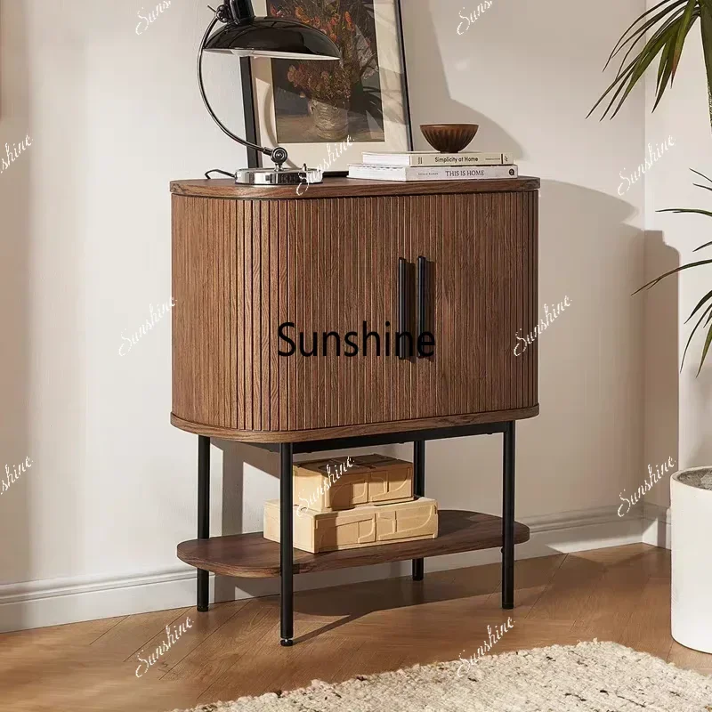 YWine Racks, Open Shelf, Fluted Coffee Bar Liquo，Bar Cabinet with LED Lights, Oval-Shaped Wine Bar Table with 2 Glass Holders