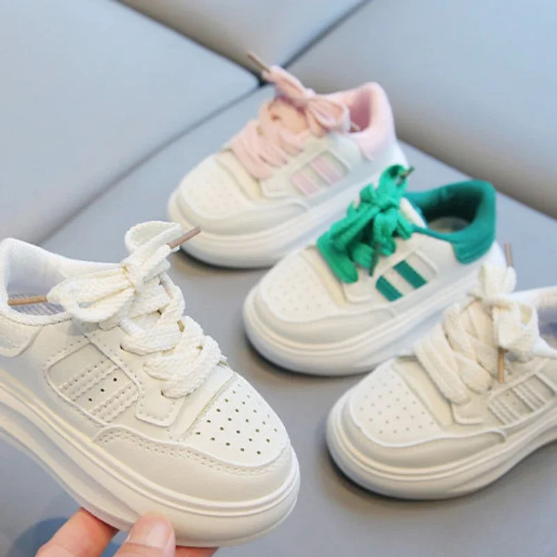 New Sneakers For Children, Spring And Autumn White Shoes, Girls' Light Sports Shoes, Boys' Soft Soles