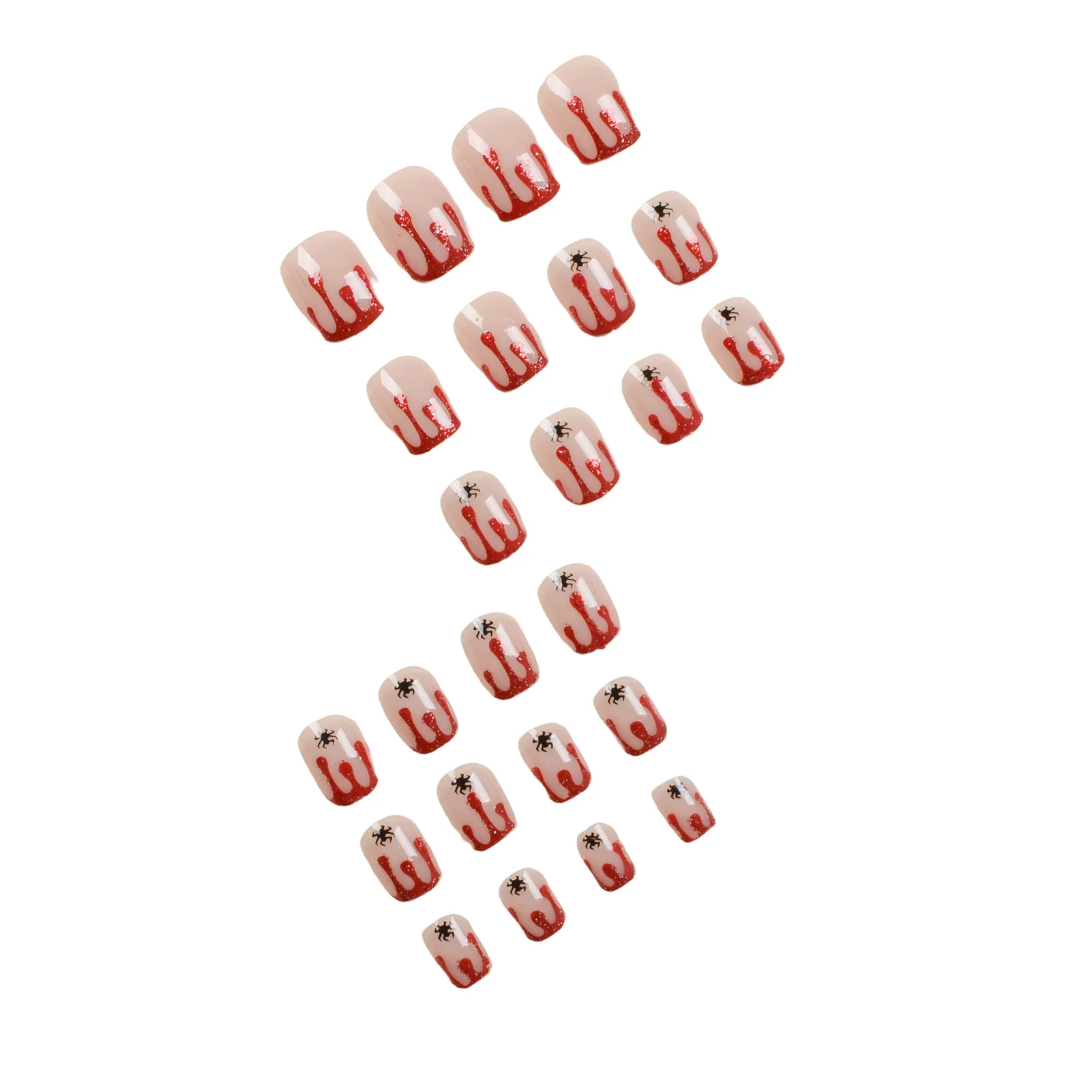 Bloodstain False Nail for Girls Halloween Style Glossy Nail Manicure Nail Art Set for Family Celebrating Festivals