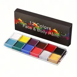 12-Color oil body art and tattoo paints in a vibrant, long-lasting, easy-to-apply palette for holiday parties and events