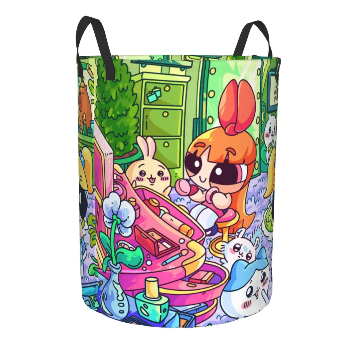 Custom Cute Cartoon Chiikawa Anime Laundry Hamper Large Storage Basket Popular Manga Kids Nursery Toy Organizer