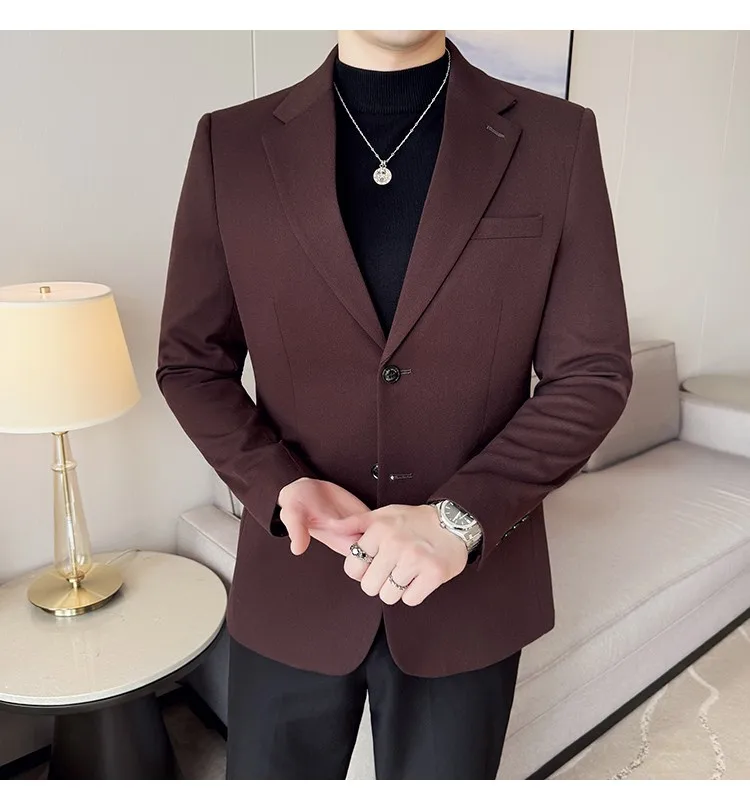 

Wool Suit Blazer Men Fashion Lyocell Business Casual Suit Jacket Men's Clothing Korean Style Slim Fit High Quality Blazer Jacket
