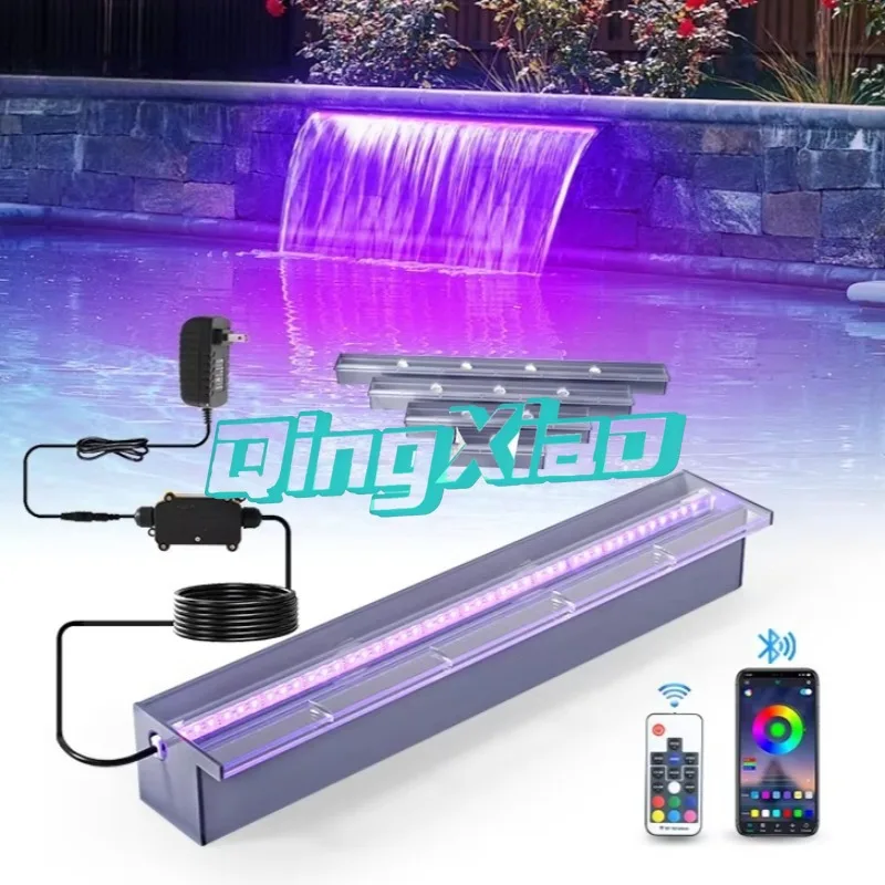 Acrylic Waterfall Outlet With Colorful LED Water Light For Outdoor Courtyard Rockery Pool Water Curtain Landscape Decoration