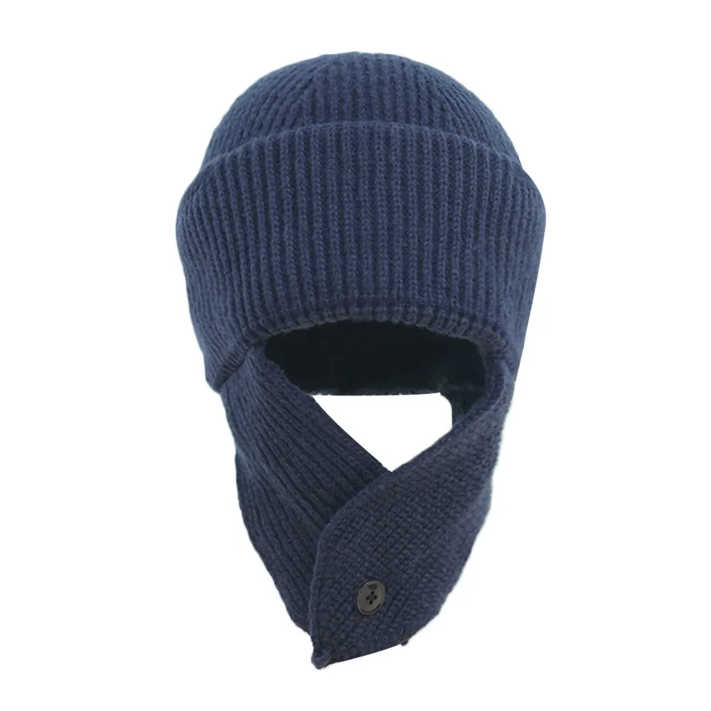 

Fashion Warm Winter Hat Knitted Thick Earflap Caps Casual Windproof Bomber Hat Women