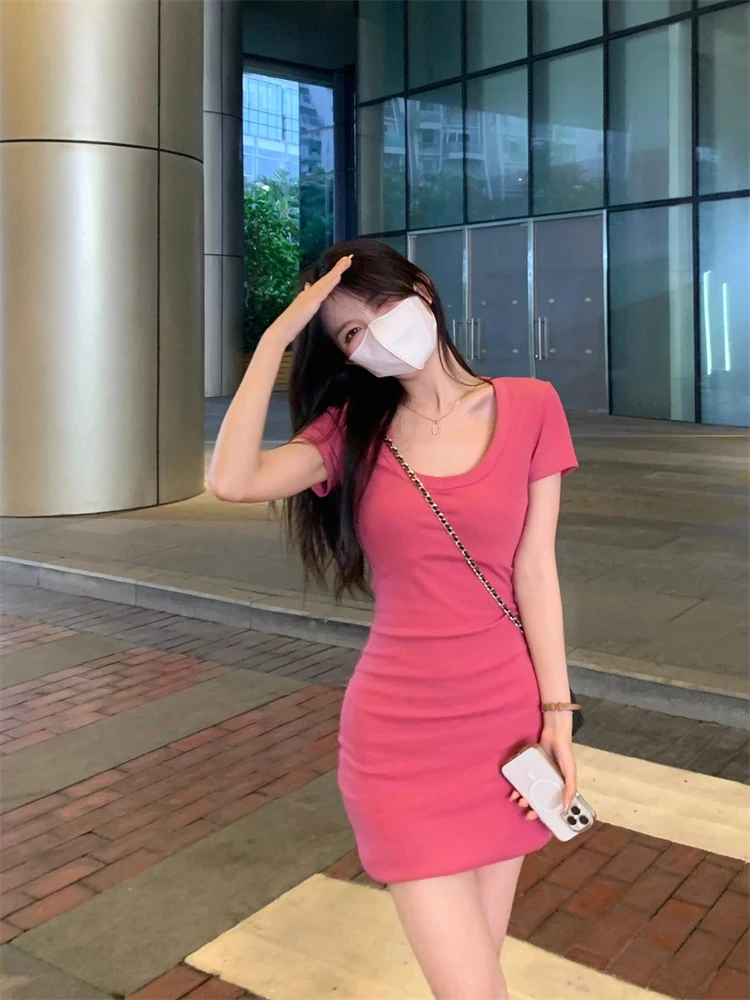 Slim Fit U-Ne ort Sve Feminino Dr Cotton Moisture ng Verão Sexy Saia Busto-In Line Bodycon Sle T-shirt...