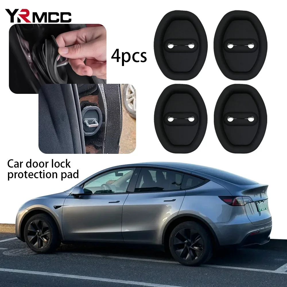 4pcs Car Door Lock Anti-collision Silicone Cover Auto Shock Absorber Pad Car Door Lock Latches Cover Sticker for Car Accessories