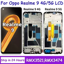 AMOLED For OPPO Realme 9 RMX3521 LCD Display Touch Screen Digitizer Assembly For Realme9 5G RMX3474 Display Frame