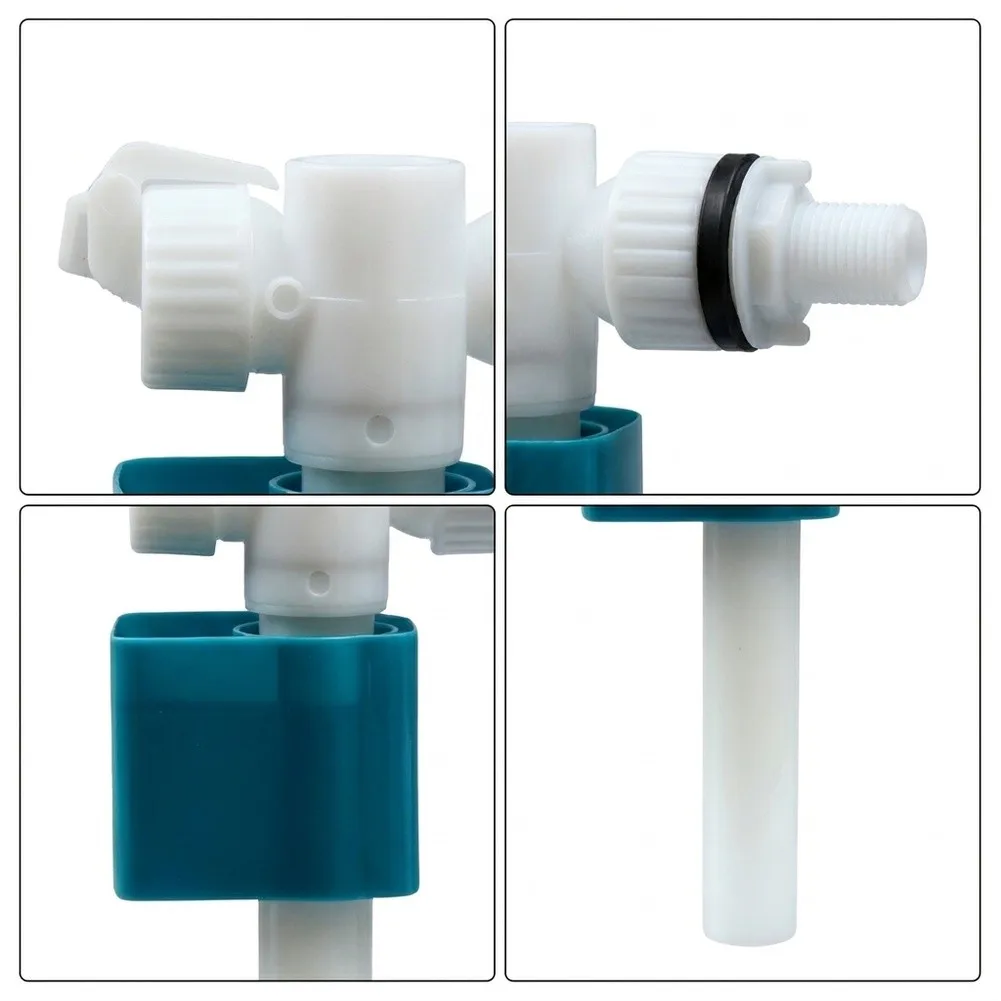 Toilet Side Entry Fill Valve 35x20x7cm Blue White ABS with Double Sealing Ring Easy Install for Multi-Fit Tanks