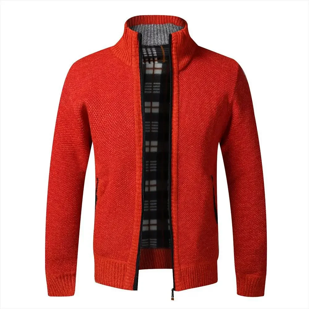 

Men's Medium-length Knitted Sweater Fleece-lined Thickened Jacket Cardigan Casual Style Loose Fit Long Sleeve Top