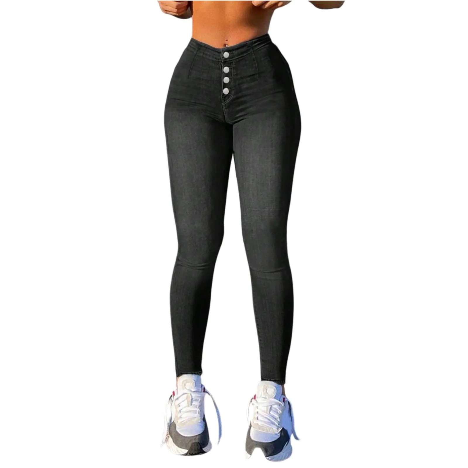 Jeans dimagranti alla caviglia alla moda da donna Lady Casual semplice tinta unita design elastico pantaloni in denim ragazza abbigliamento da strada quotidiano