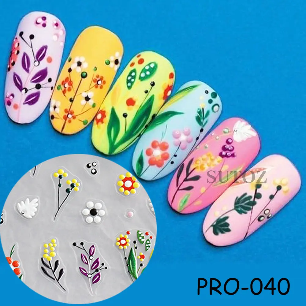 Colorful Summer Flower Nail Stickers Cactus Parrot Birds Nail Art Decals Spring Deco Floral Leaf Slider Manicure Tattoo GLPRO-39