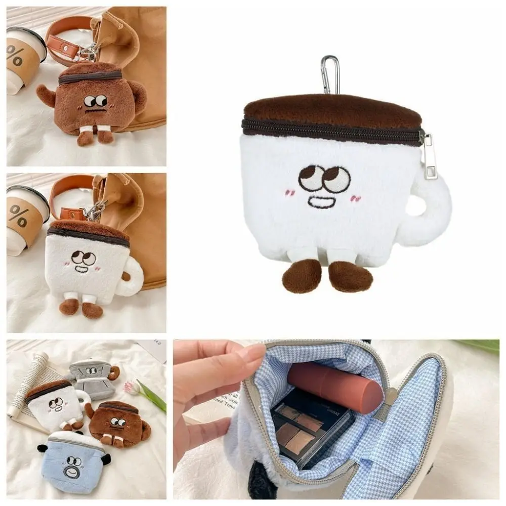 Porte-monnaie en peluche drôle, organisateur de tasse à thé au lait, sac pour écouteurs de dessin animé, sac de confrontation